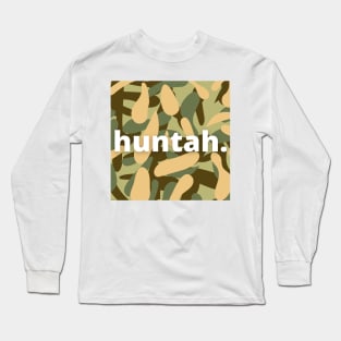 hawaii huntah slogan, hawaii pidign with camo background Long Sleeve T-Shirt